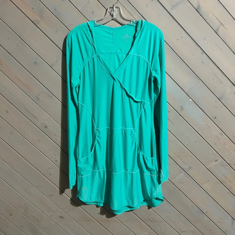Athleta‎ Women's Hooded Cross Front Tunic Top Swim Cover Up Green Small